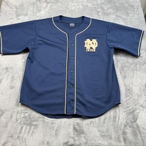 Vintage Champs Notre Dame Irish Navy Blue Baseball Jersey Adult XL Y2K